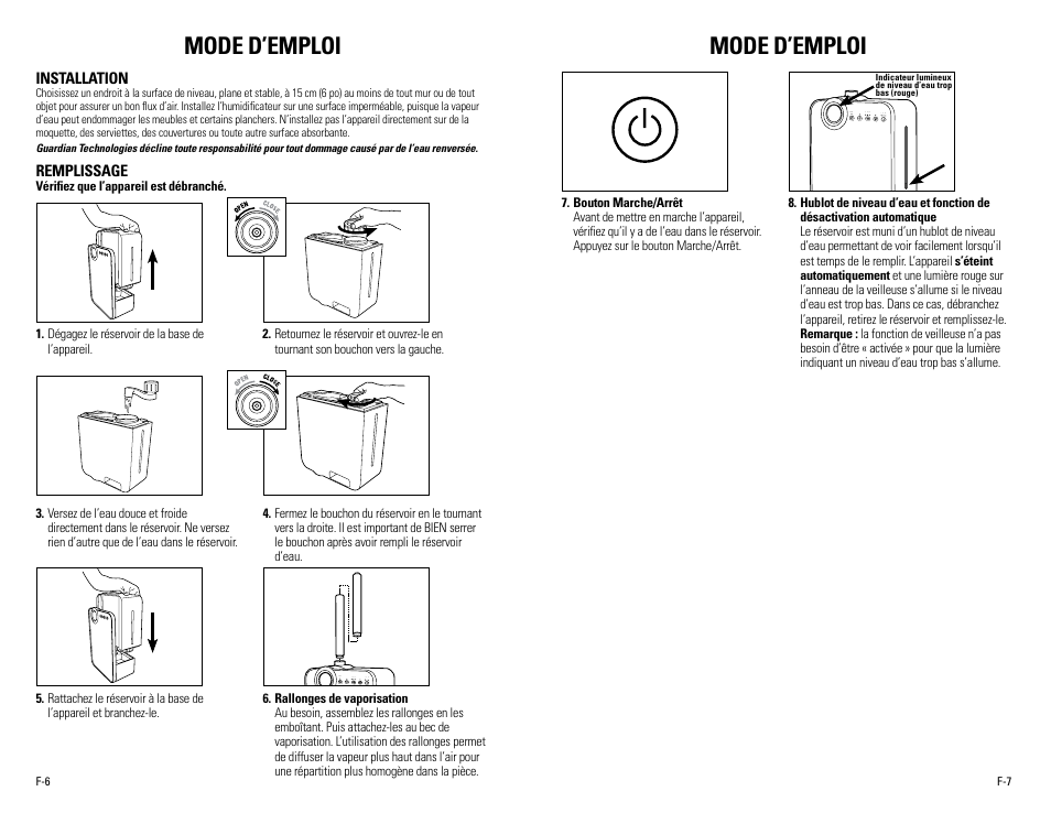 Mode d’emploi | Guardian Technologies H7500 User Manual | Page 10 / 18