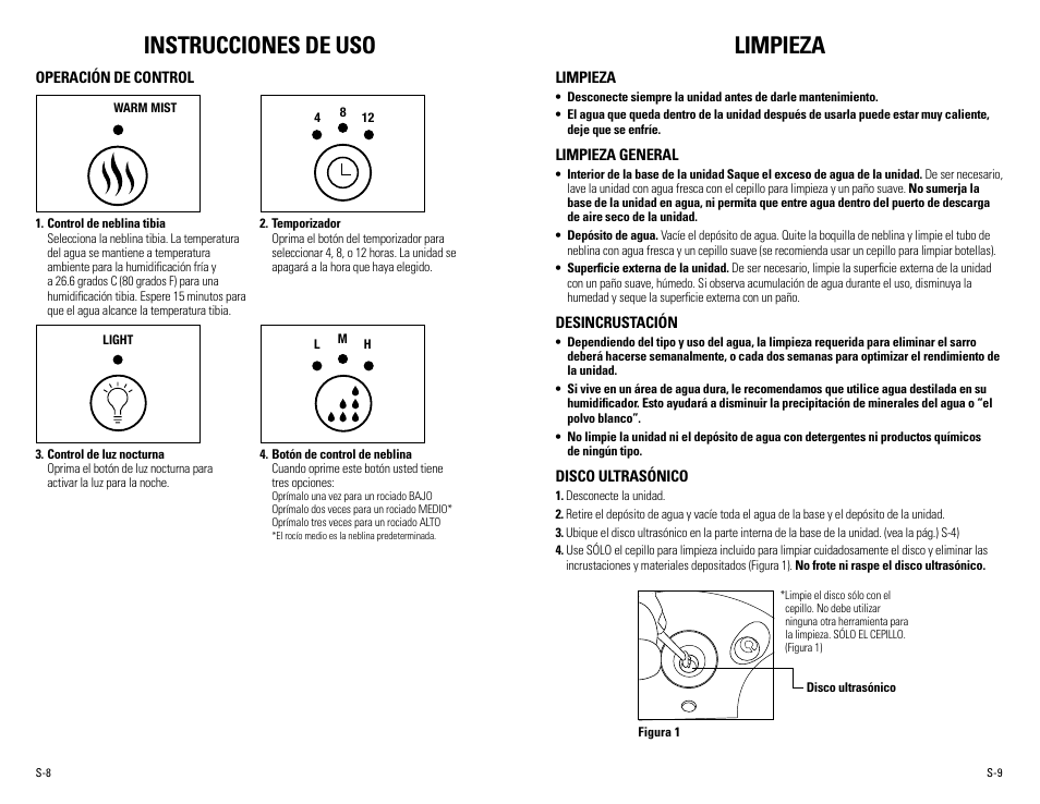 Instrucciones de uso, Limpieza | Guardian Technologies H7500 User Manual | Page 17 / 18