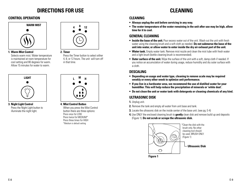 Directions for use, Cleaning | Guardian Technologies H7500 User Manual | Page 5 / 18