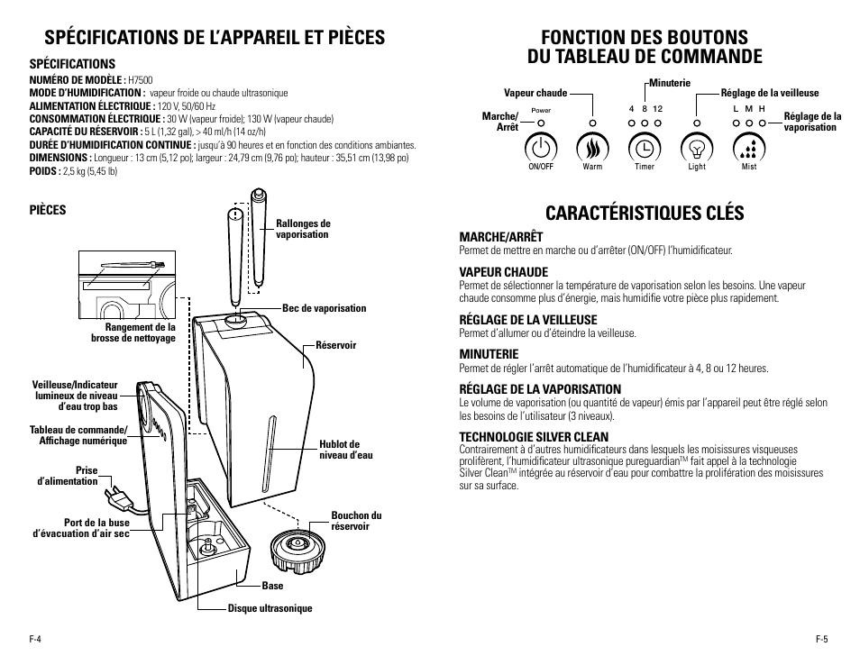 Spécifications de l’appareil et pièces | Guardian Technologies H7500 User Manual | Page 9 / 18