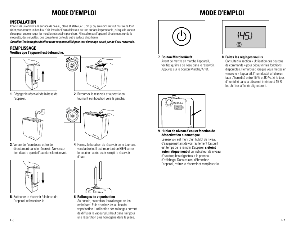 Mode d’emploi | Guardian Technologies H7550 User Manual | Page 11 / 22