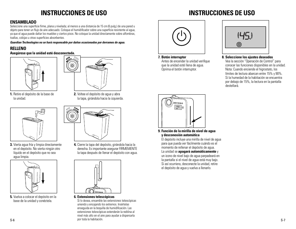 Instrucciones de uso | Guardian Technologies H7550 User Manual | Page 18 / 22