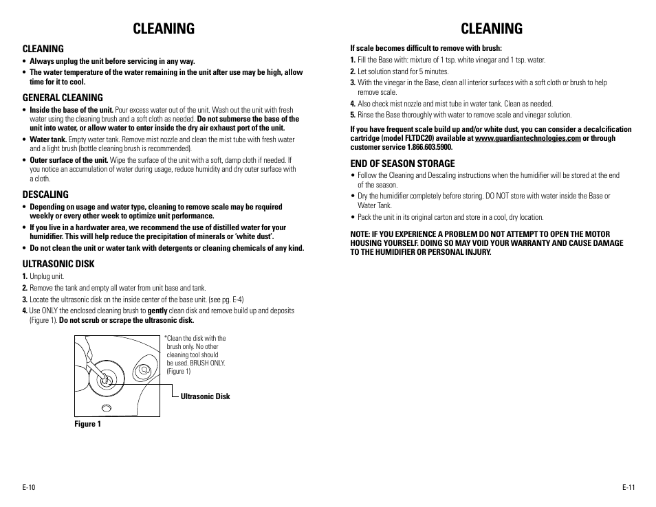 Cleaning | Guardian Technologies H7550 User Manual | Page 6 / 22