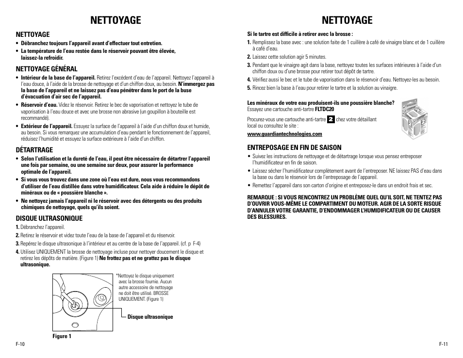 Nettoyage | Guardian Technologies H7560B User Manual | Page 13 / 22