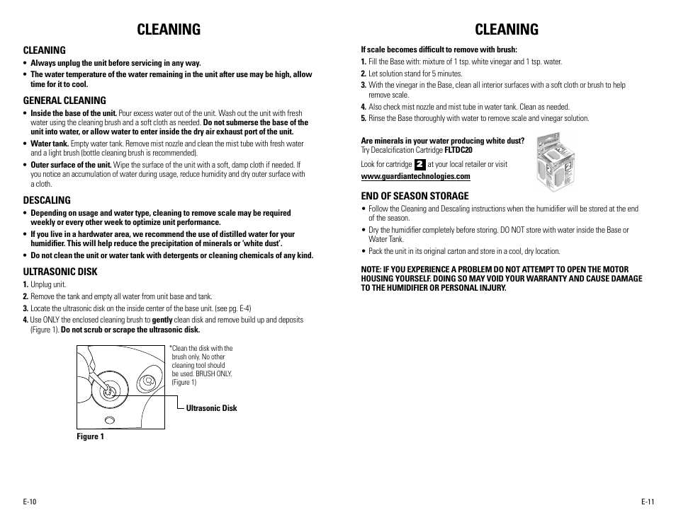 Cleaning | Guardian Technologies H7560B User Manual | Page 6 / 22