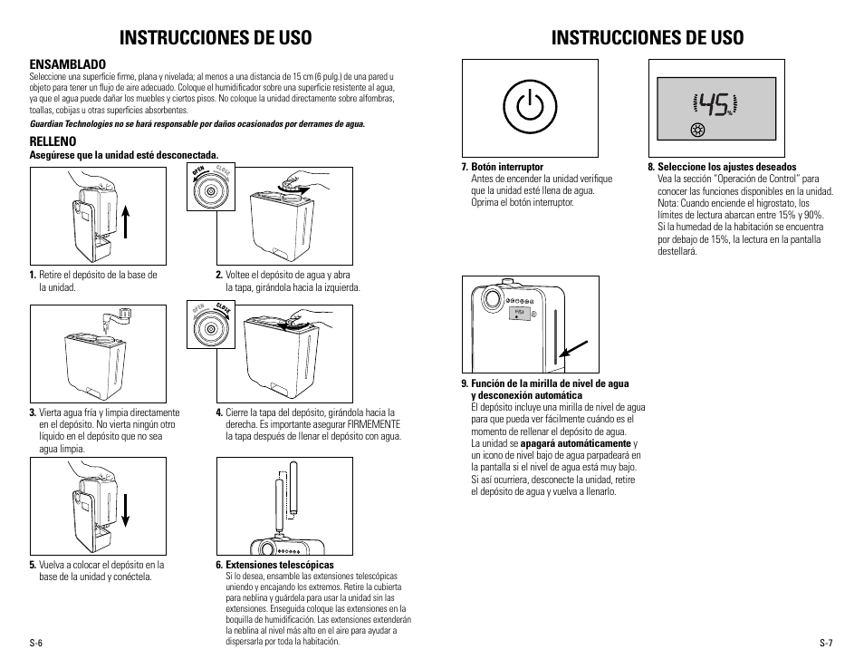 Instrucciones de uso | Guardian Technologies H8000B User Manual | Page 18 / 22