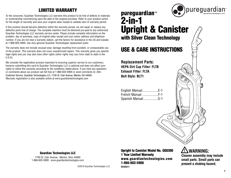 Guardian Technologies GGU300 User Manual | 6 pages