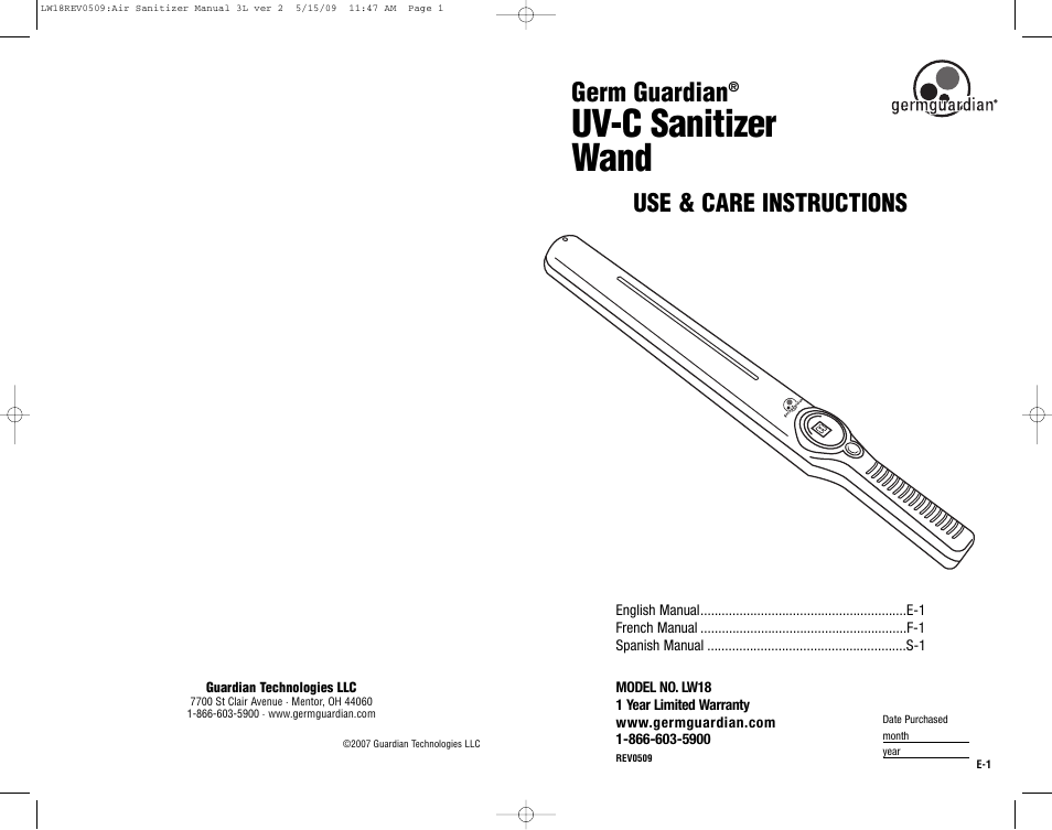 Guardian Technologies LW18 User Manual | 16 pages