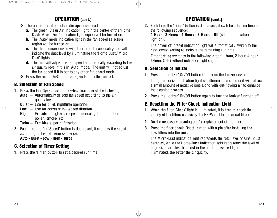 Operation | Guardian Technologies AC6000 User Manual | Page 6 / 24