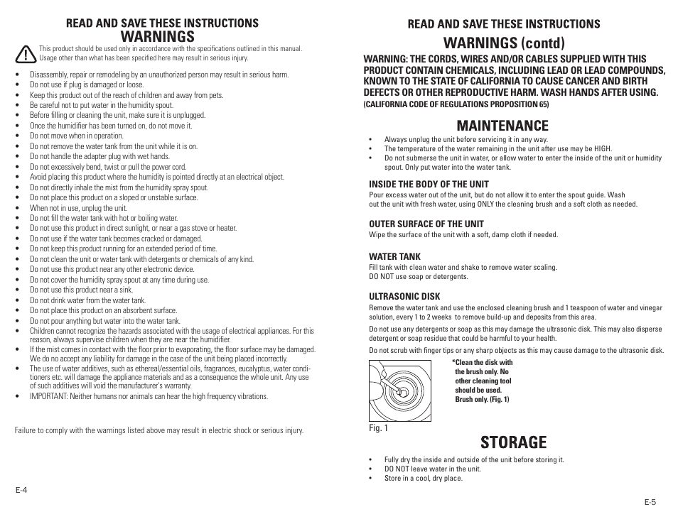 Warnings, Warnings (contd) | Guardian Technologies H1300 User Manual | Page 3 / 12