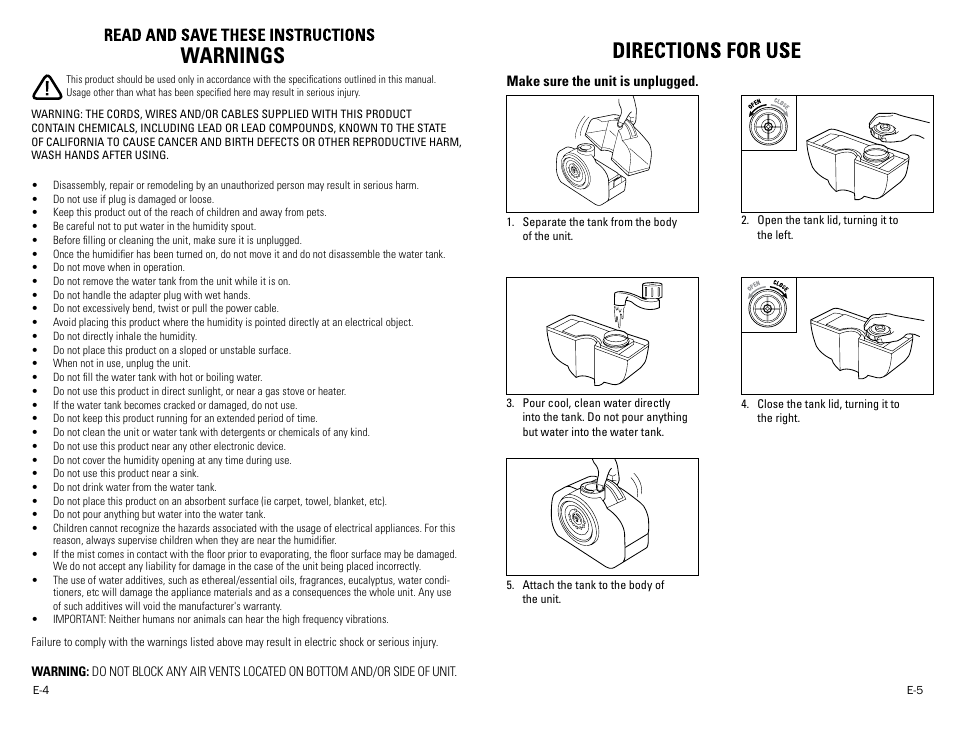 Warnings | Guardian Technologies H3000 User Manual | Page 3 / 6