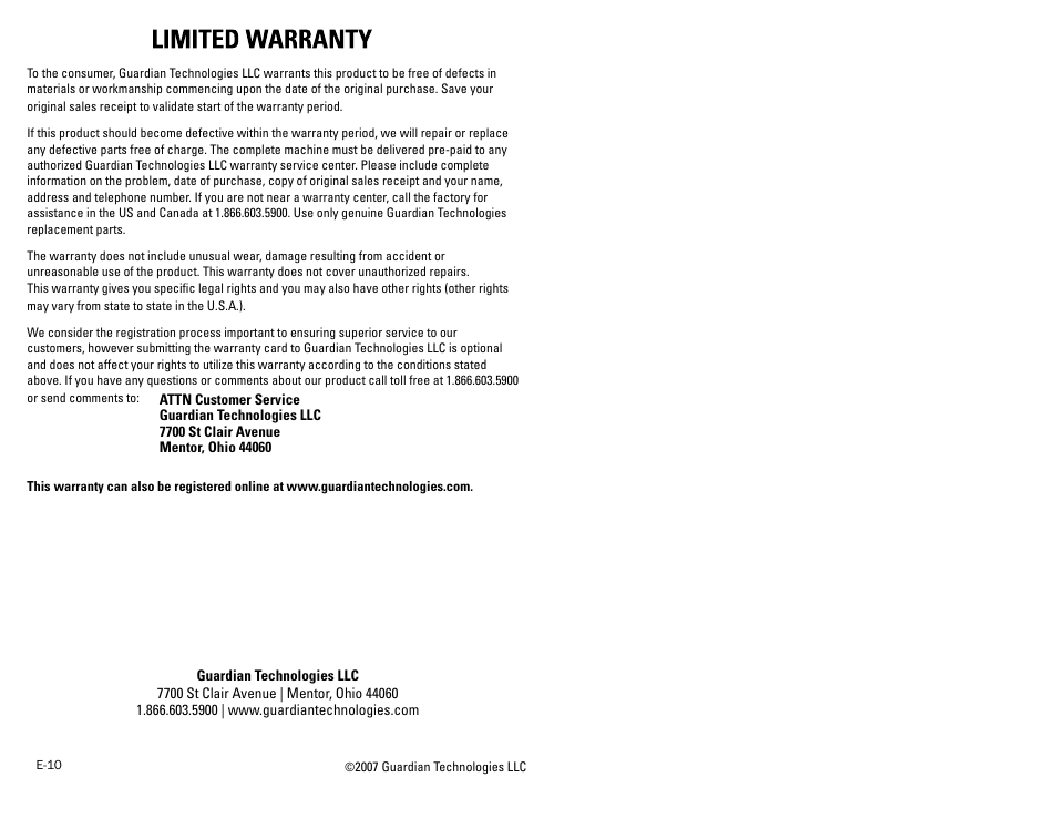 Guardian Technologies H3010 User Manual | Page 6 / 6