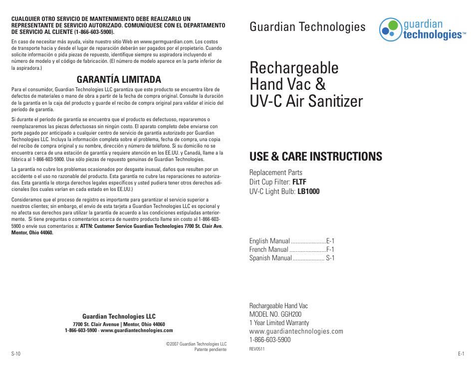 Guardian Technologies GGH200 User Manual | 6 pages