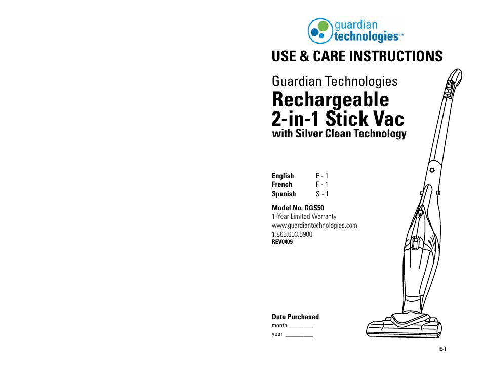 Guardian Technologies GGS50 User Manual | 5 pages