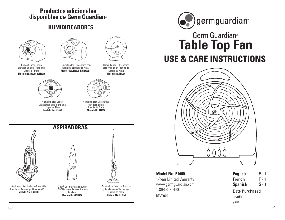 Guardian Technologies F1000 User Manual | 9 pages