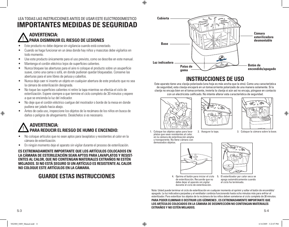 Importantes medidas de seguridad, Instrucciones de uso, Guarde estas instrucciones | Advertencia | Guardian Technologies NS2000 User Manual | Page 11 / 14