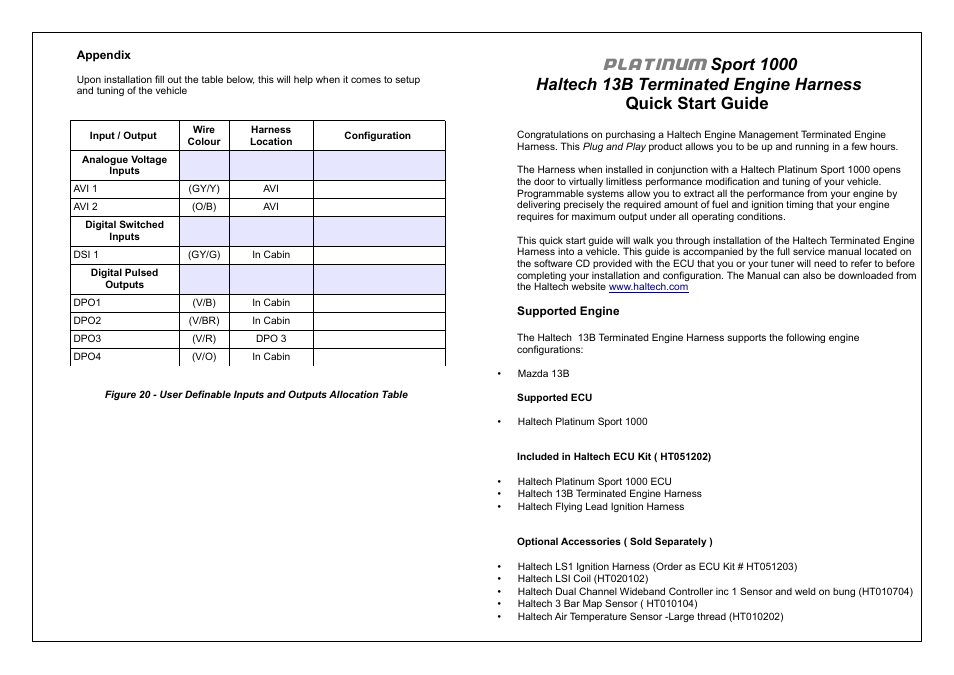 Platinum | Haltech HT041208 User Manual | Page 3 / 20