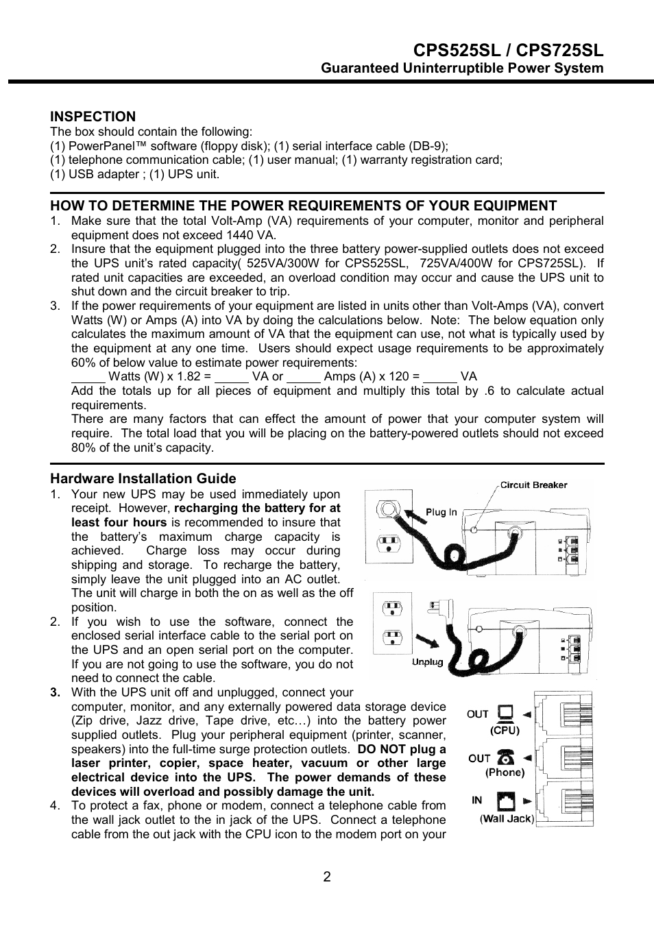 CyberPower Systems CPS525SL User Manual | Page 4 / 19