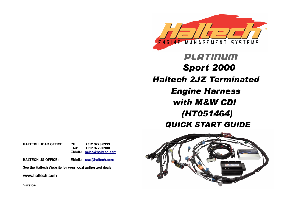 Platinum, Sport 2000, Quick start guide | Haltech HT051464 User Manual | Page 16 / 16