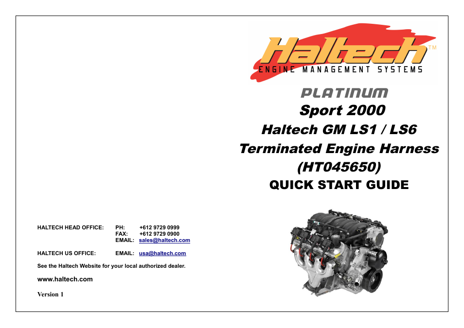Platinum sport 2000, Quick start guide | Haltech HT045650 User Manual | Page 12 / 12