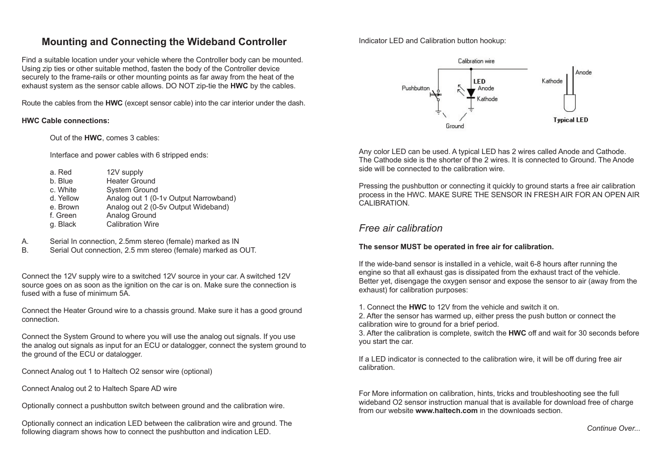 Haltech Wideband 02 Controller Quick Start User Manual | 2 pages