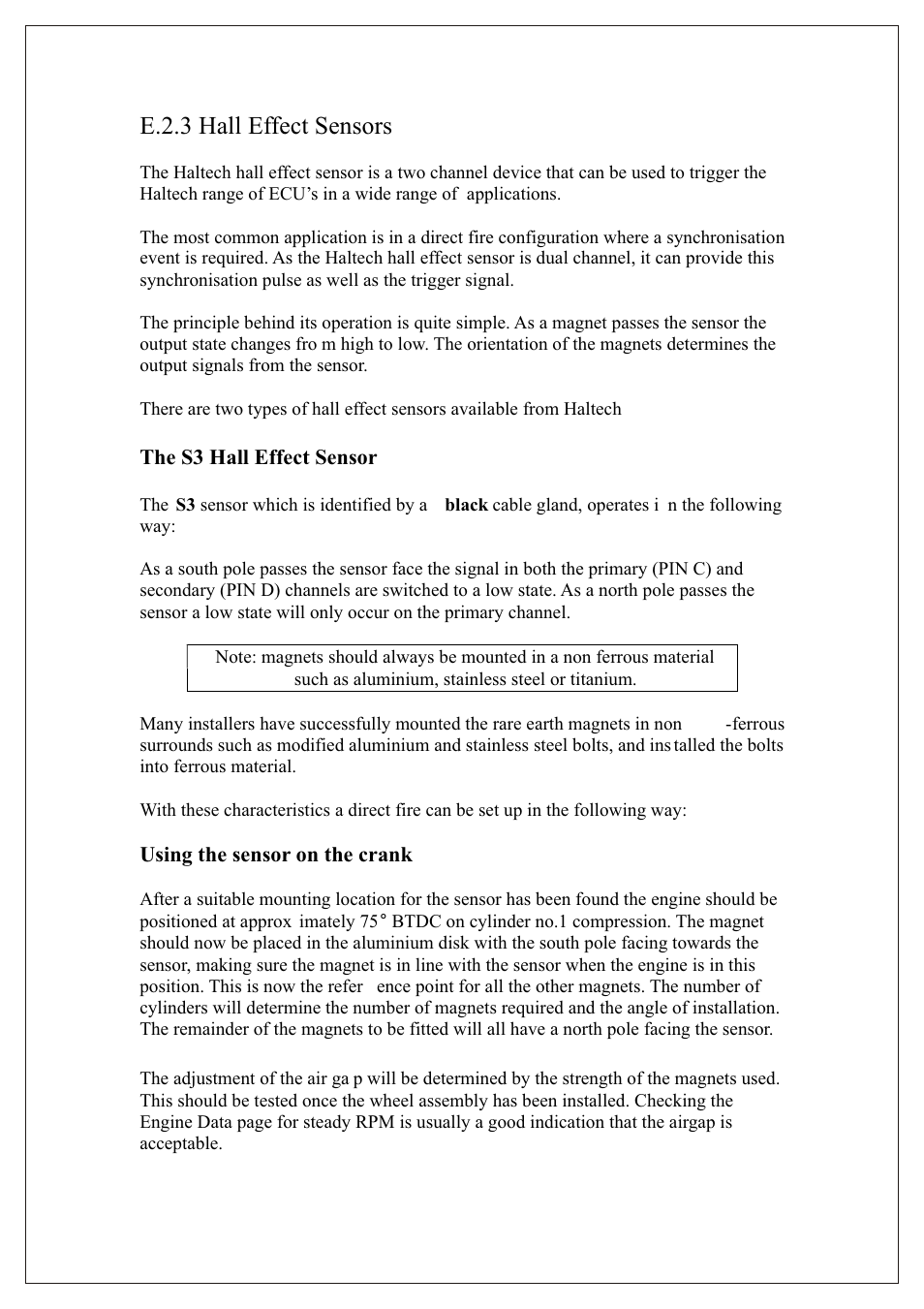 E.2.3 hall effect sensors | Haltech S4 Hall Effect Sensor User Manual | Page 2 / 9