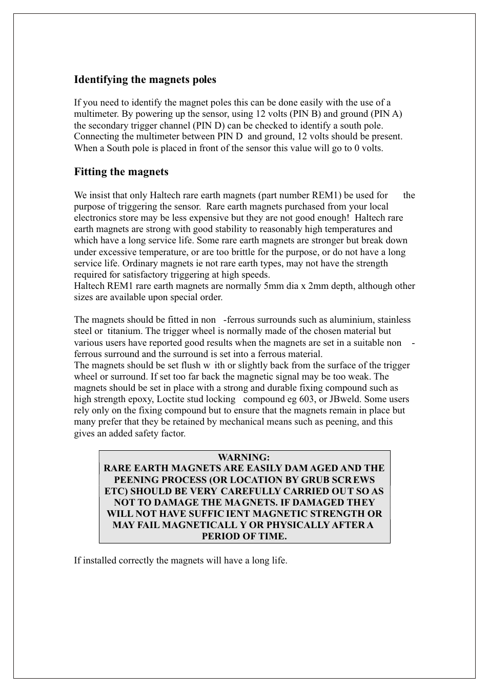 Haltech S4 Hall Effect Sensor User Manual | Page 3 / 9