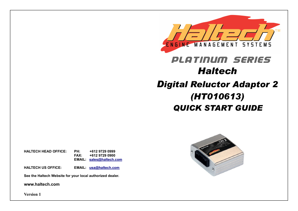 Platinum series, Haltech d, Quick start guide | Haltech HT010613 User Manual | Page 8 / 8