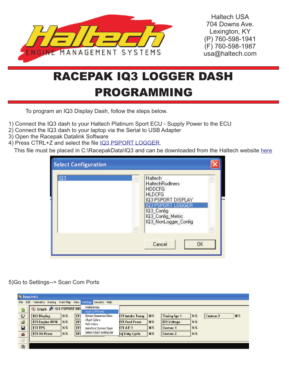 Haltech IQ3 Logger Dash User Manual | 5 pages
