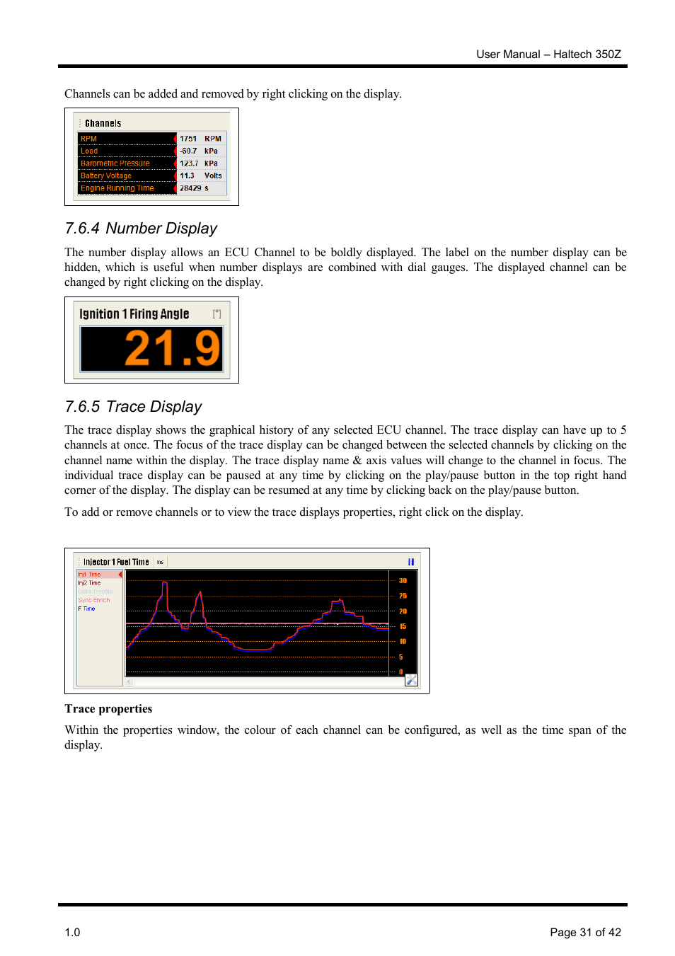 4 number display, 5 trace display | Haltech Platinum Pro 350z User Manual | Page 31 / 42