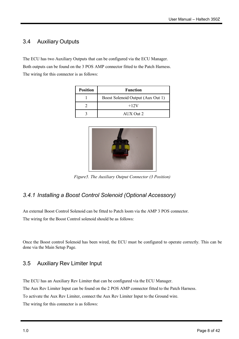 4 auxiliary outputs, 5 auxiliary rev limiter input | Haltech Platinum Pro 350z User Manual | Page 8 / 42