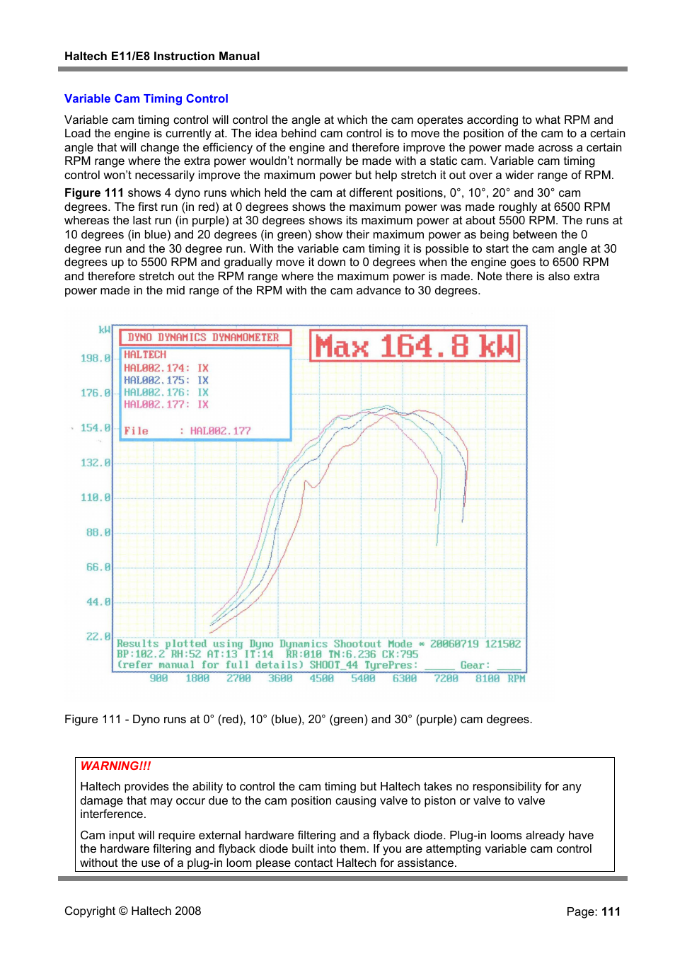 Variable cam timing control | Haltech E8 User Manual | Page 111 / 177