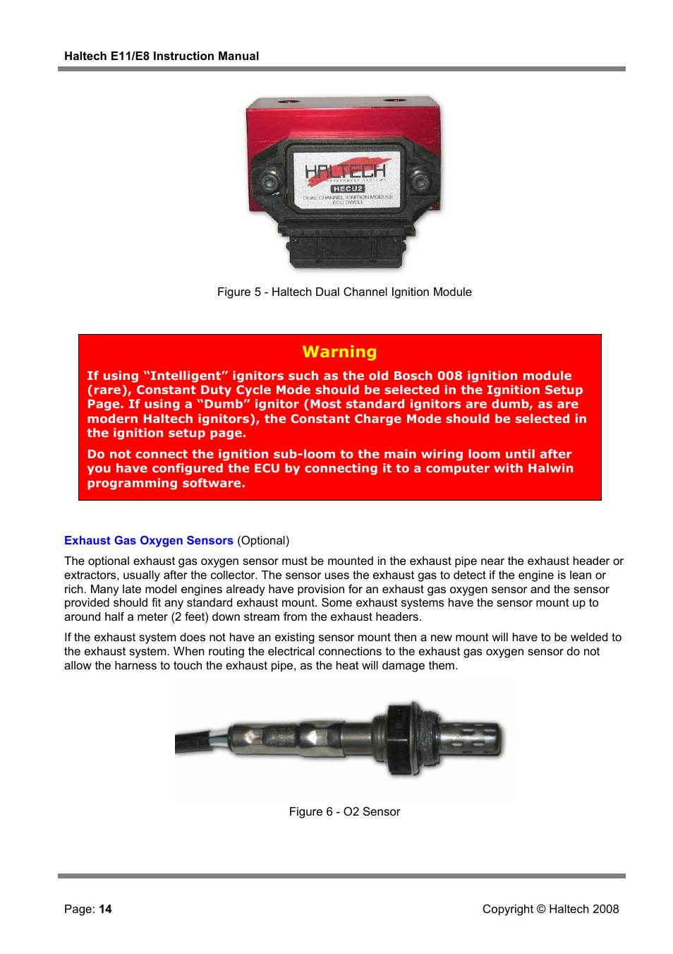Warning | Haltech E8 User Manual | Page 14 / 177
