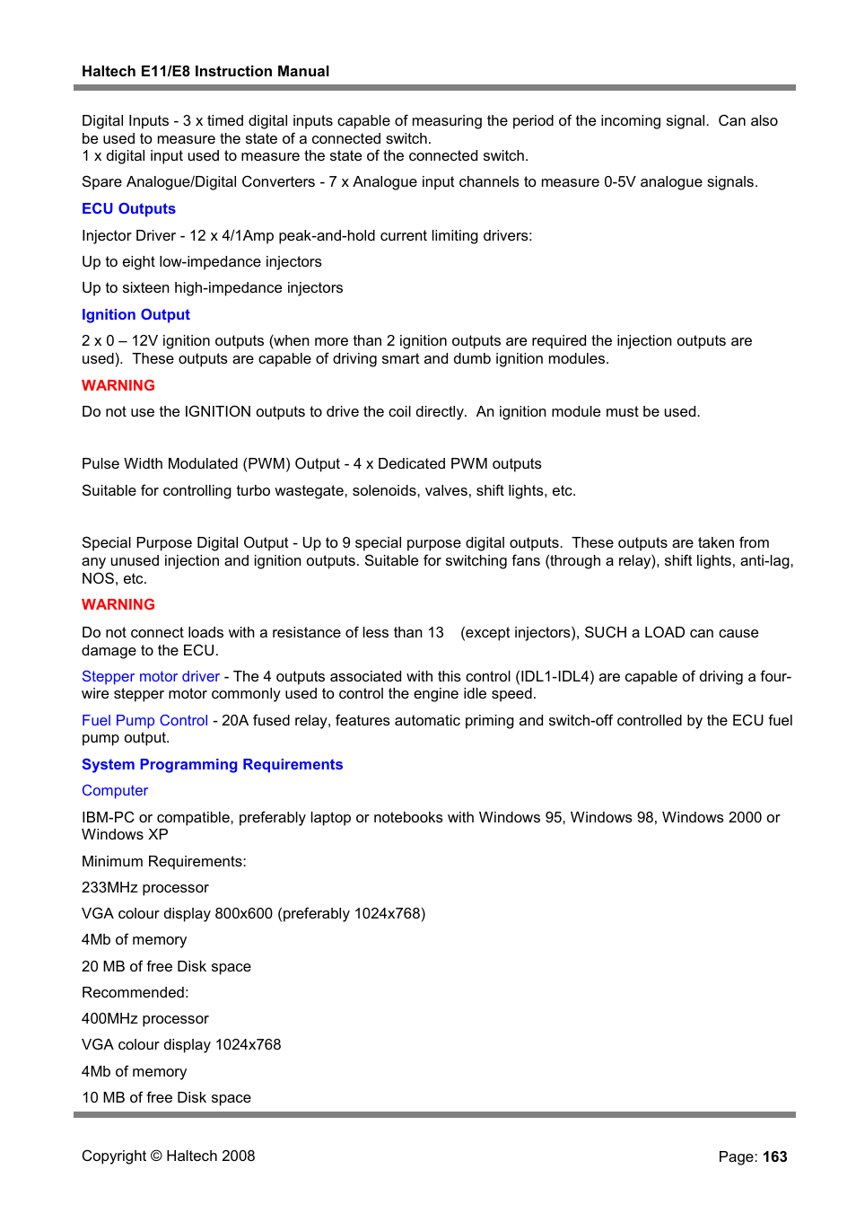 Haltech E8 User Manual | Page 163 / 177