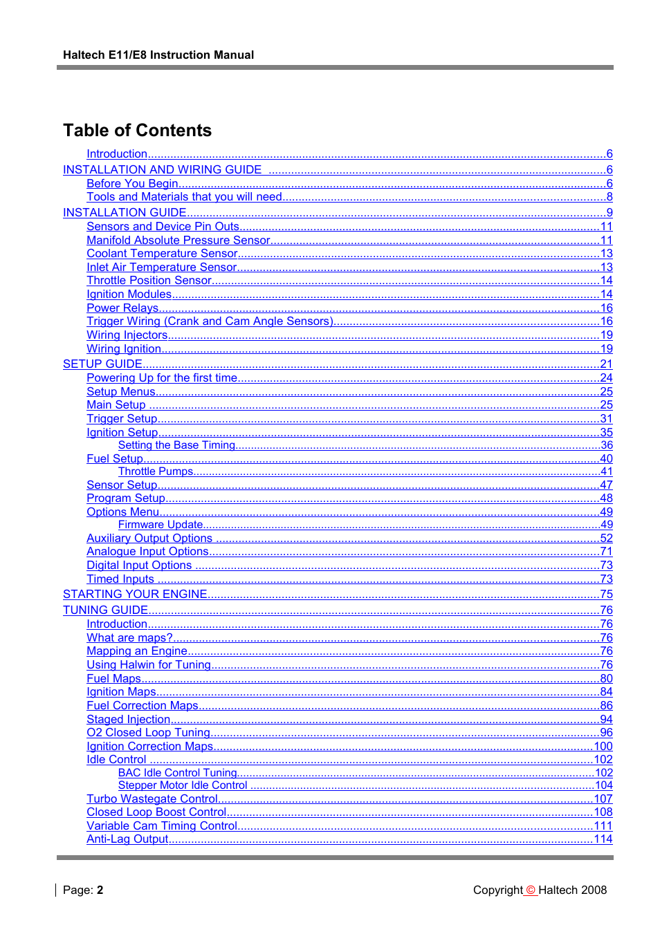 Haltech E8 User Manual | Page 2 / 177