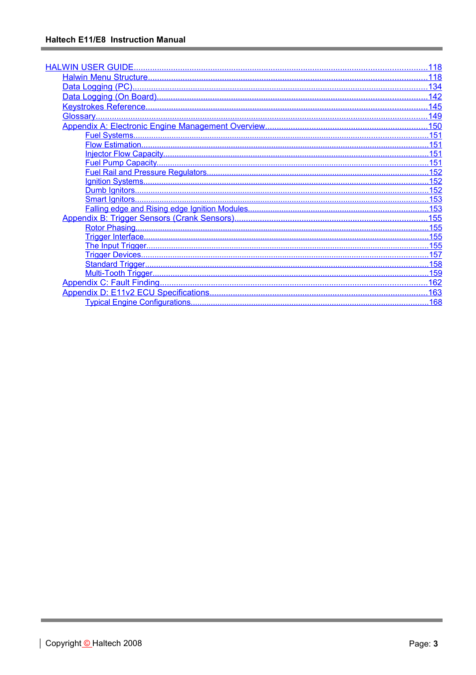 Haltech E8 User Manual | Page 3 / 177