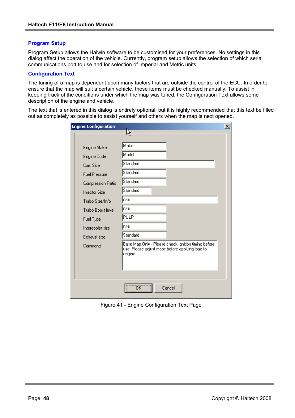 Program setup | Haltech E8 User Manual | Page 48 / 177