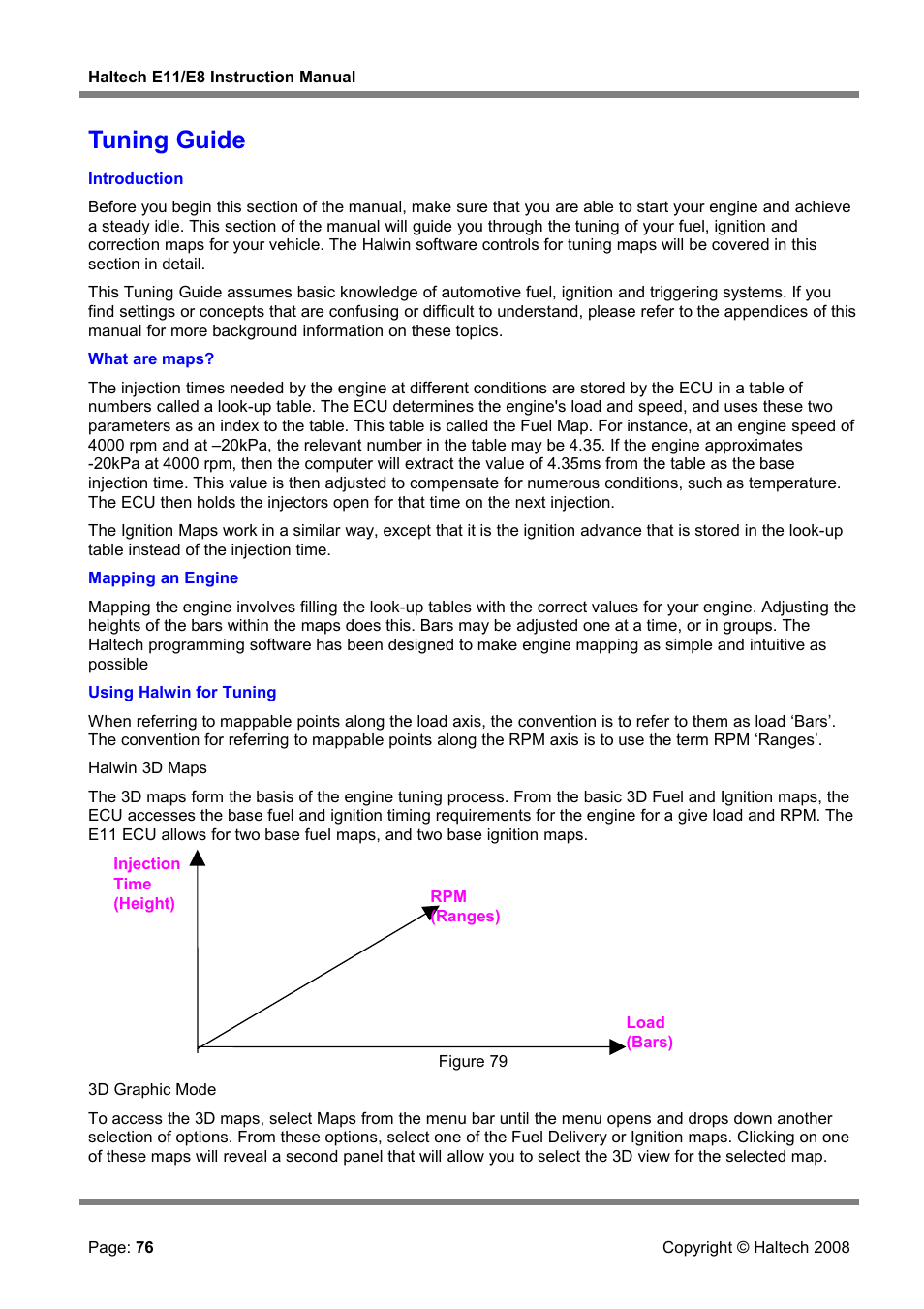 Tuning guide, Introduction, What are maps | Mapping an engine, Using halwin for tuning | Haltech E8 User Manual | Page 76 / 177