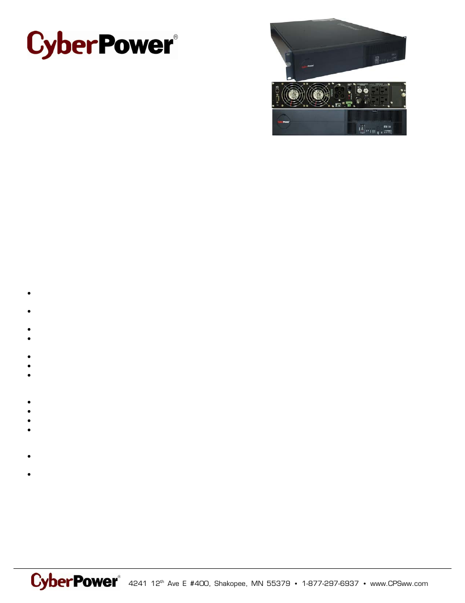 CyberPower Systems OL3000RMXL2U User Manual | 2 pages