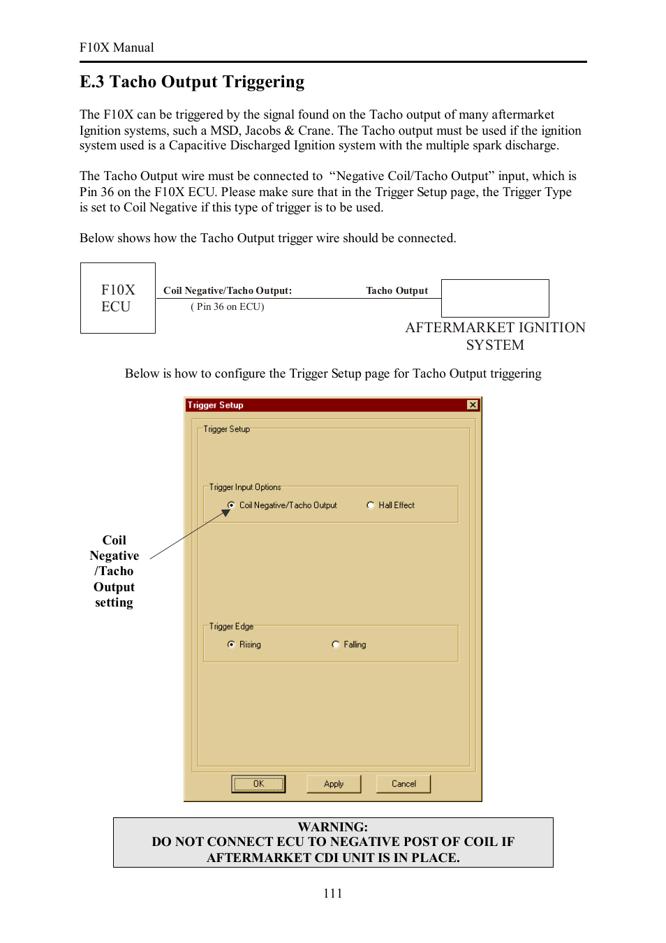 E.3 tacho output triggering | Haltech F10X User Manual | Page 111 / 120