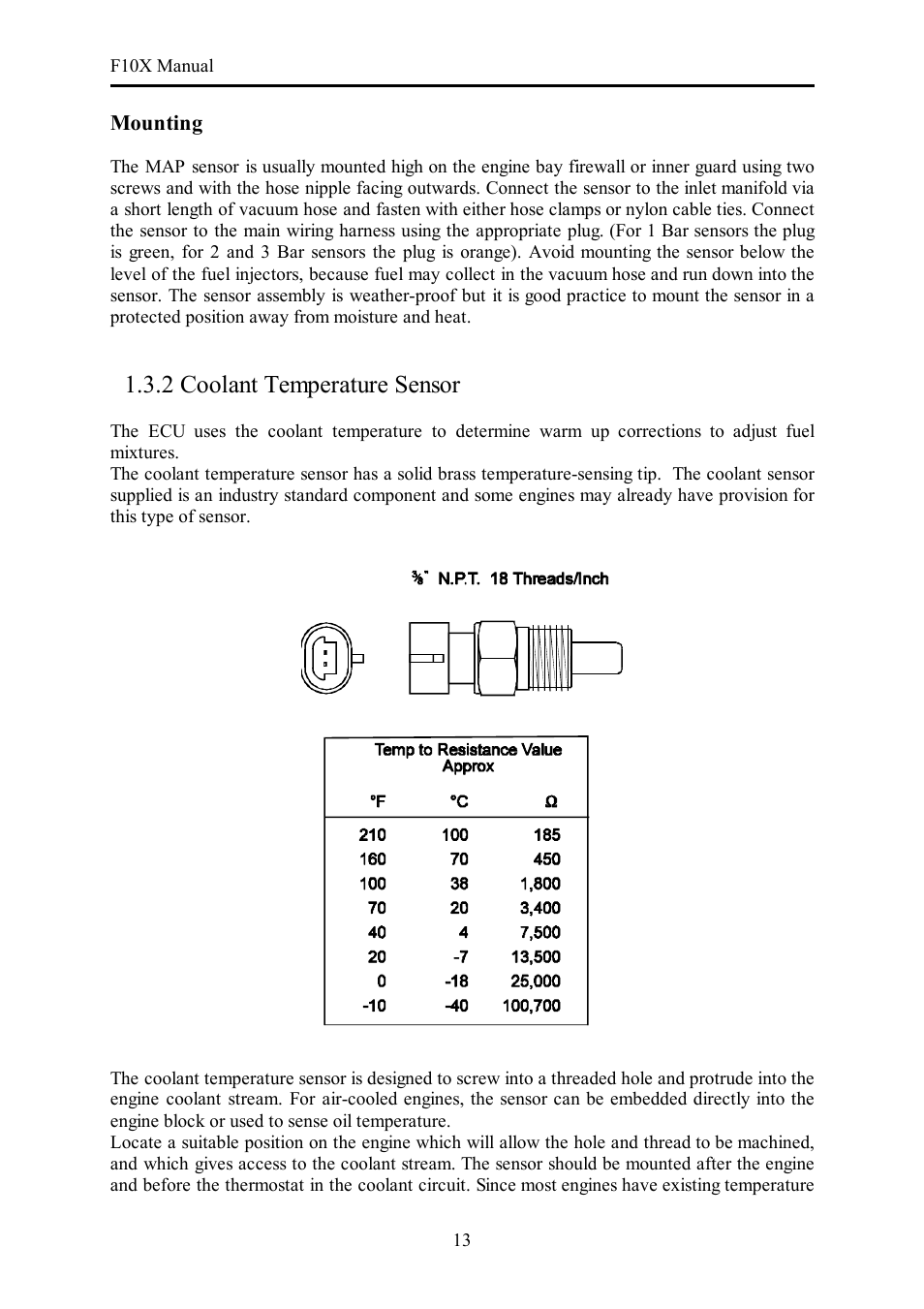 2 coolant temperature sensor | Haltech F10X User Manual | Page 13 / 120