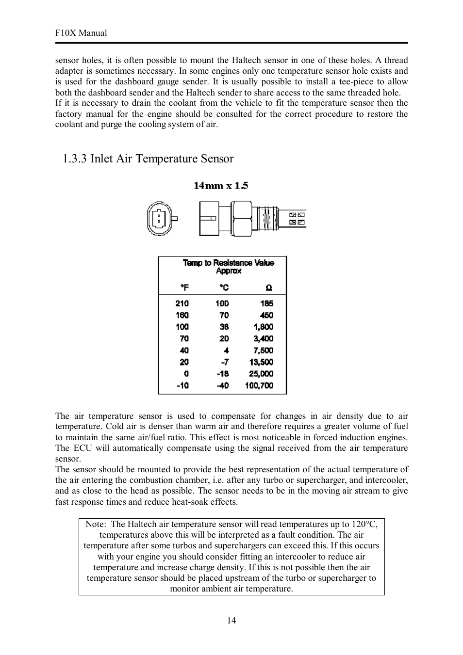 3 inlet air temperature sensor | Haltech F10X User Manual | Page 14 / 120