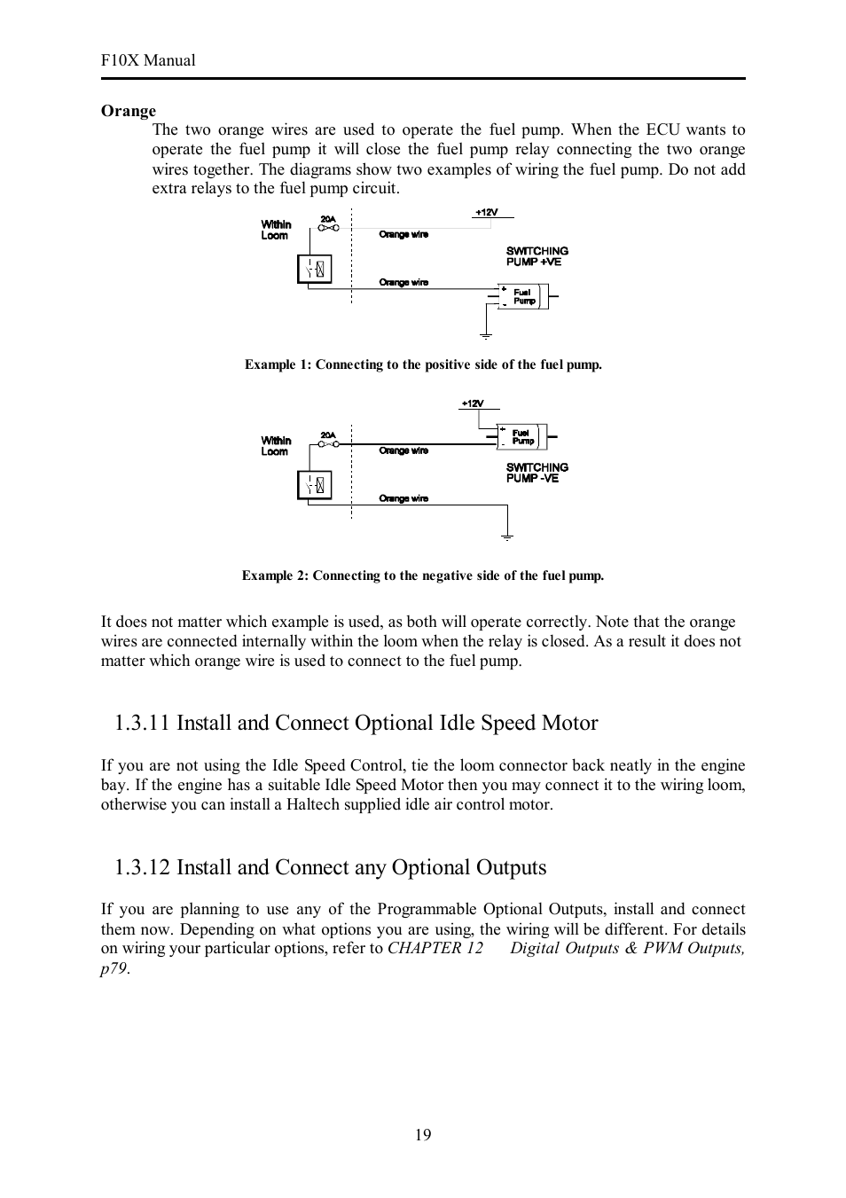 11 install and connect optional idle speed motor, 12 install and connect any optional outputs | Haltech F10X User Manual | Page 19 / 120