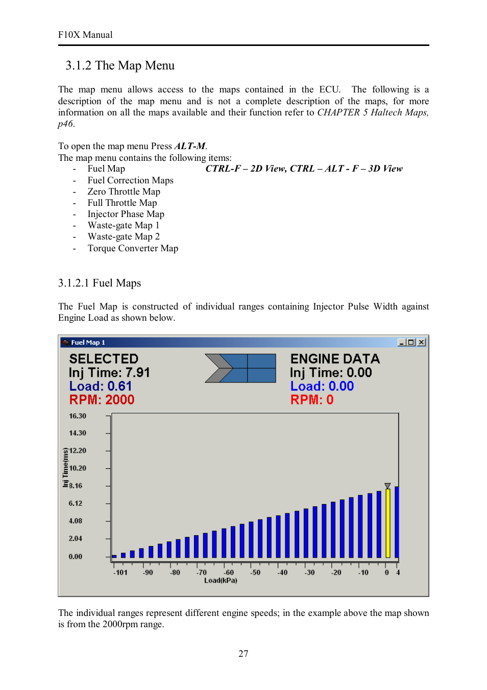 2 the map menu | Haltech F10X User Manual | Page 27 / 120