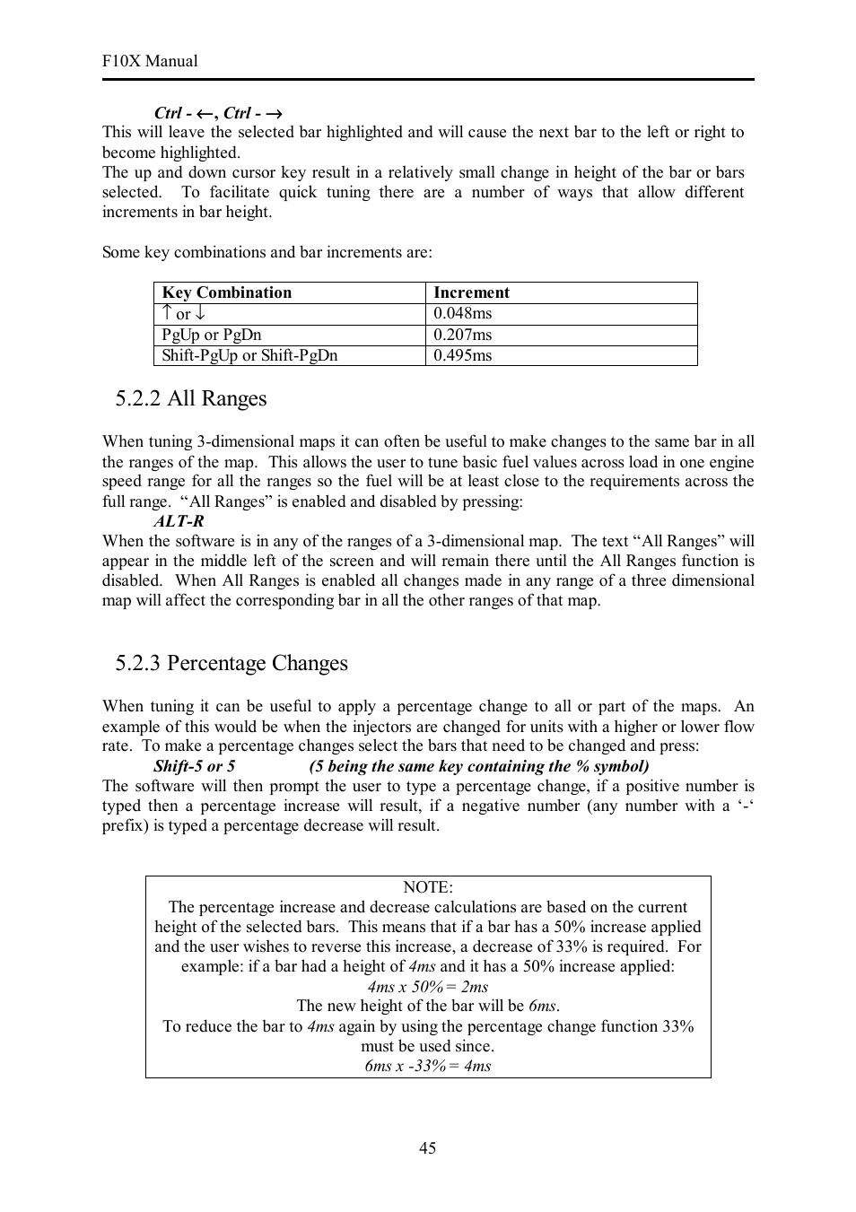 2 all ranges, 3 percentage changes | Haltech F10X User Manual | Page 45 / 120