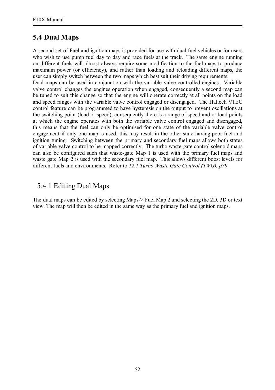 4 dual maps, 1 editing dual maps | Haltech F10X User Manual | Page 52 / 120