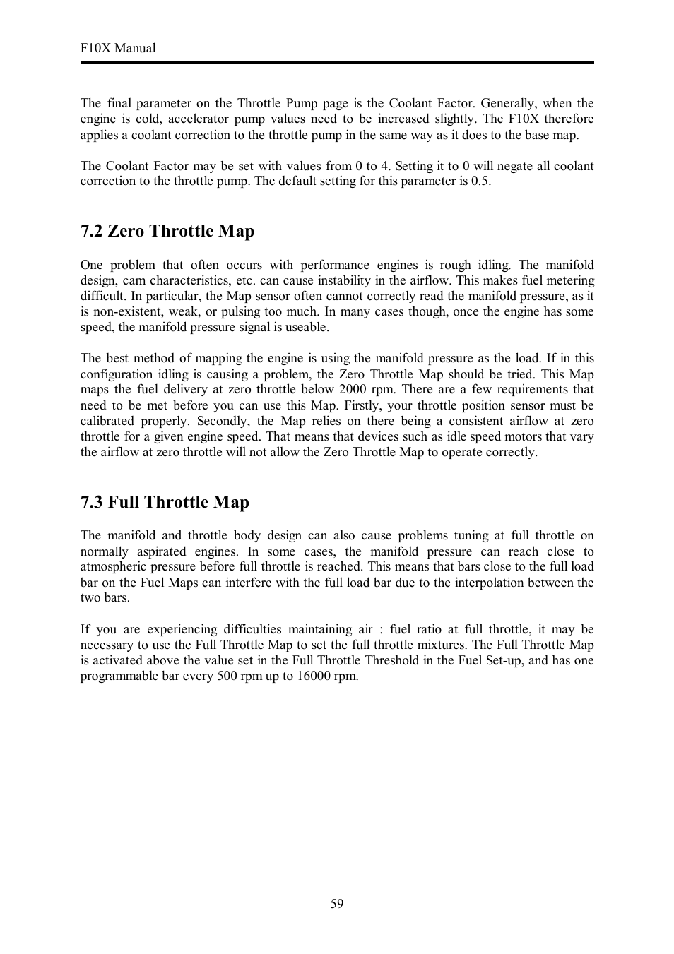 2 zero throttle map, 3 full throttle map | Haltech F10X User Manual | Page 59 / 120