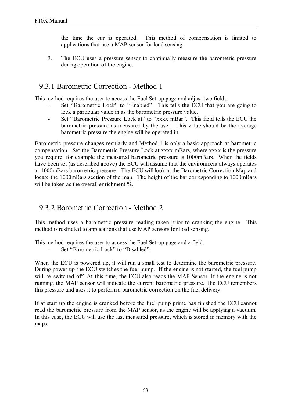 1 barometric correction - method 1, 2 barometric correction - method 2 | Haltech F10X User Manual | Page 63 / 120