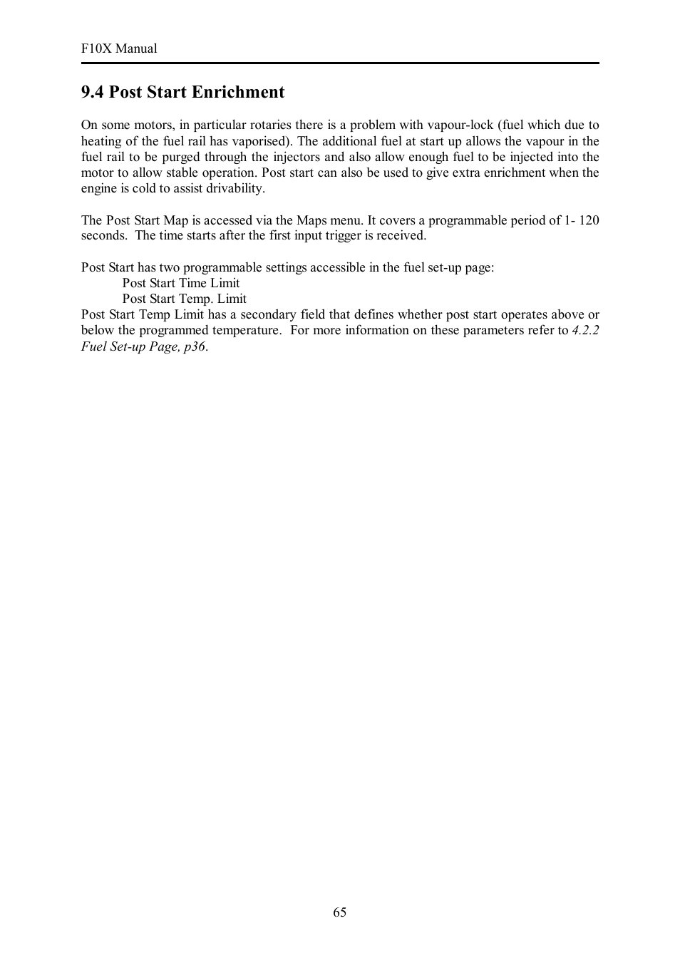4 post start enrichment | Haltech F10X User Manual | Page 65 / 120