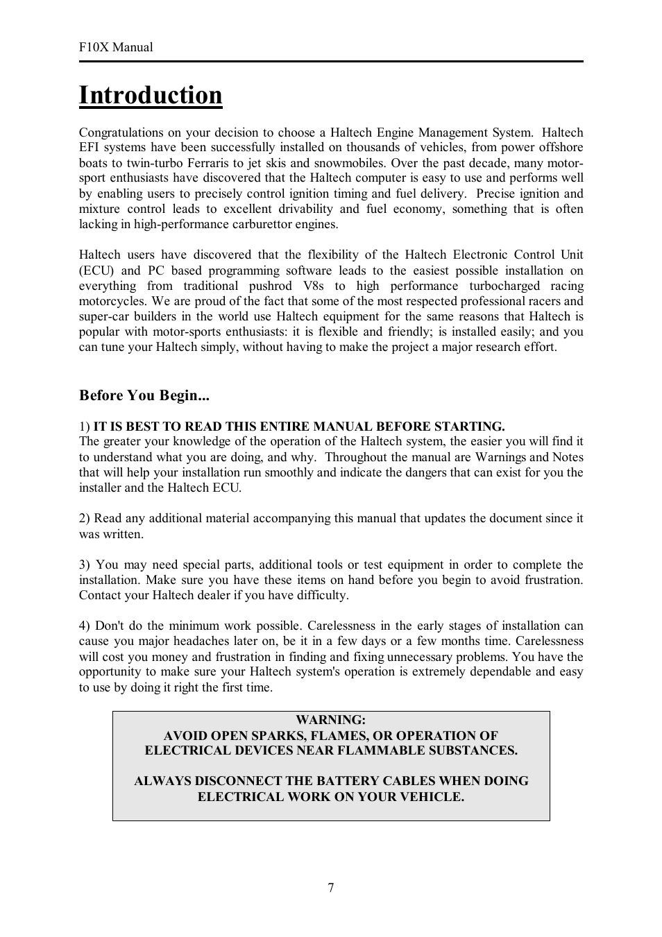 Introduction | Haltech F10X User Manual | Page 7 / 120